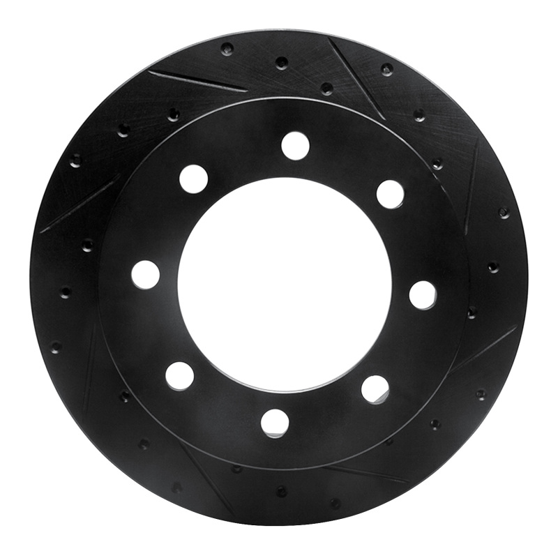 R1 99-07 Ford E-150 Econoline Rear Right Drilled & Slotted Black Brake Rotor