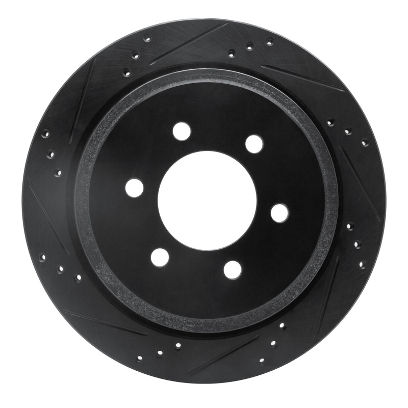 R1 02-06 Ford Expedition Rear Left Drilled & Slotted Black Brake Rotor