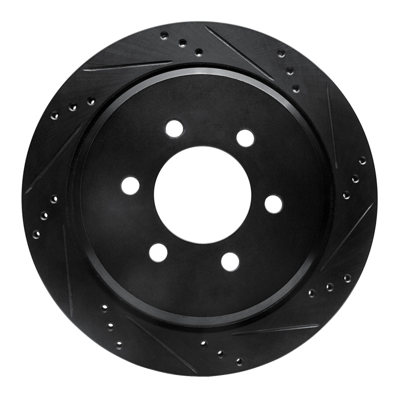 R1 02-06 Ford Expedition Rear Right Drilled & Slotted Black Brake Rotor