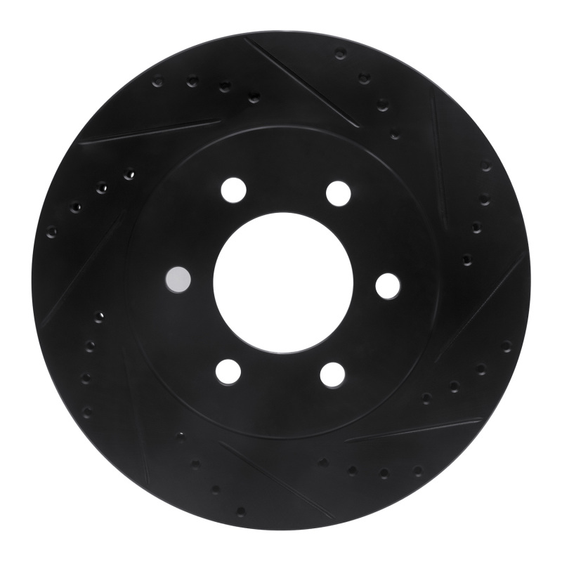 R1 02-06 Ford Expedition Front Right Drilled & Slotted Black Brake Rotor