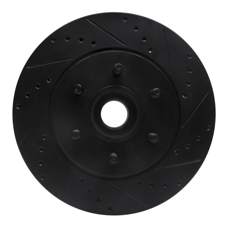 R1 04-08 Ford F-150 RWD Front Right Drilled & Slotted Black Brake Rotor