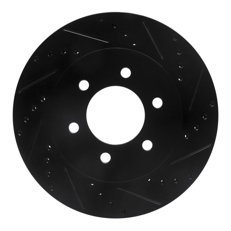 R1 04-08 Ford F-150 4WD Front Right Drilled & Slotted Black Brake Rotor