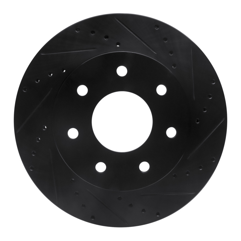 R1 04-08 Ford F-150 4WD Front Right Drilled & Slotted Black Brake Rotor