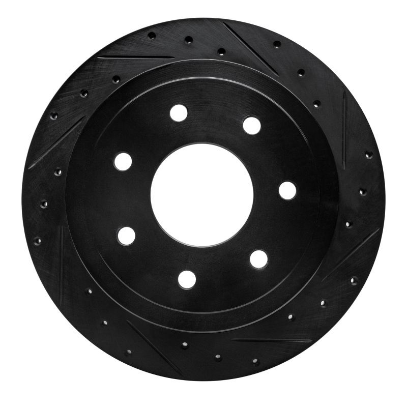R1 04-11 Ford F-150 4WD Rear Right Drilled & Slotted Black Brake Rotor
