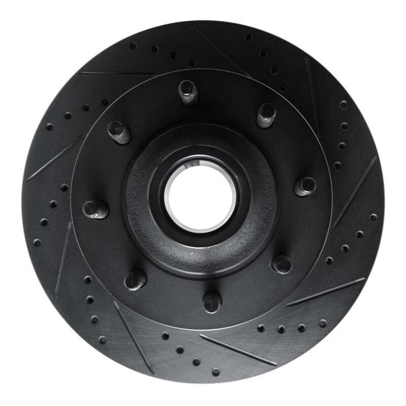 R1 03-05 Ford F-350 Super Duty 2WD Front Right Drilled & Slotted Black Brake Rotor