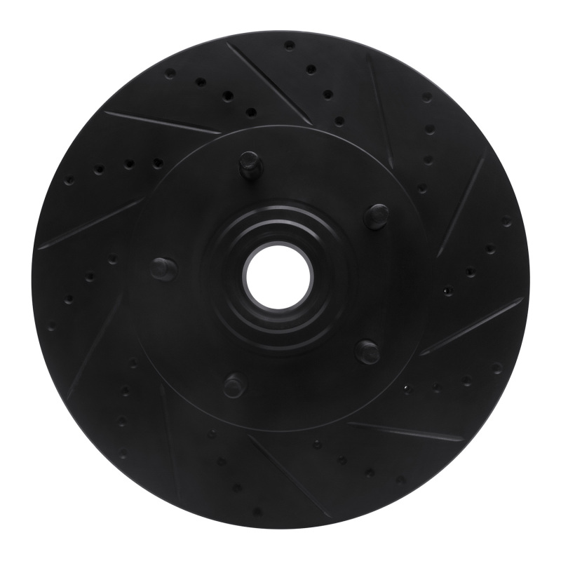 R1 04-06 Ford E-150 Front Right Drilled & Slotted Black Brake Rotor