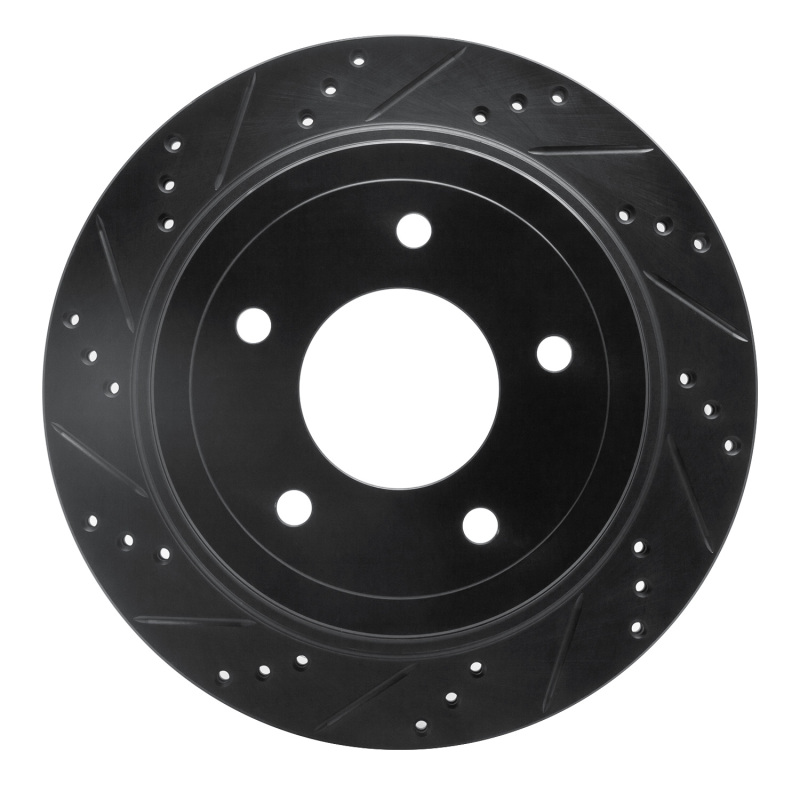 R1 04-06 Ford Econoline Rear Left Drilled & Slotted Black Brake Rotor