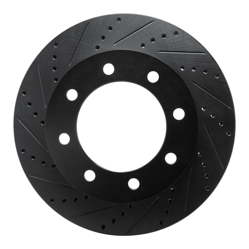 R1 05-12 Ford F-350 Super Duty 4WD Front Left Drilled & Slotted Black Brake Rotor
