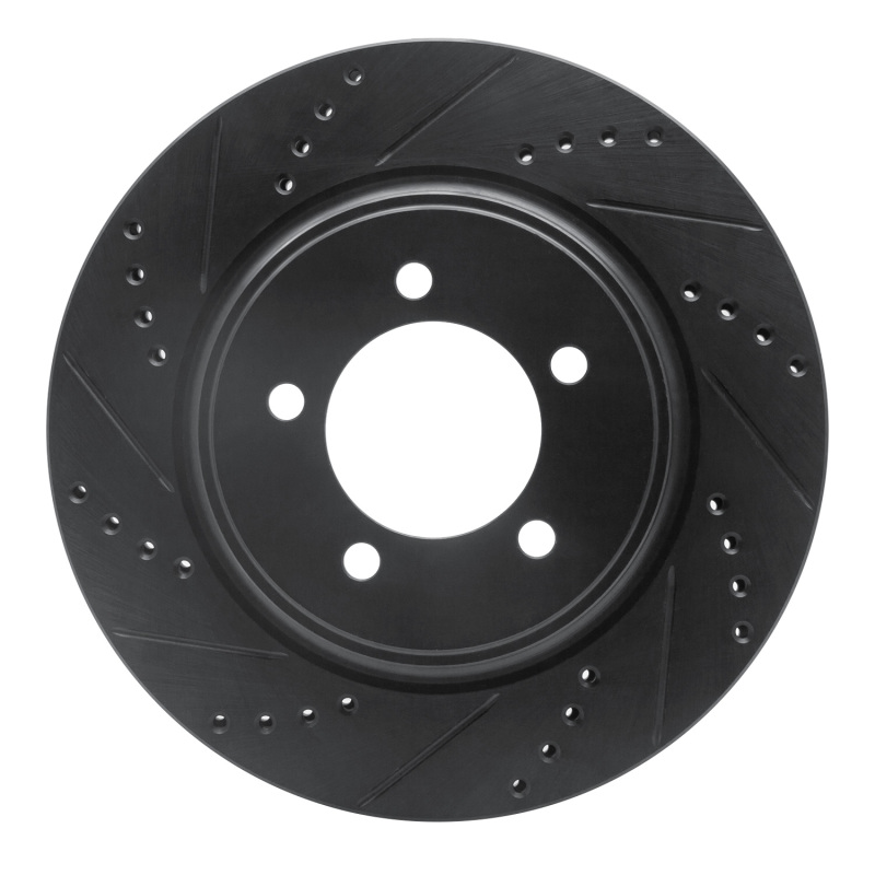 R1 06-10 Ford Explorer Front Left Drilled & Slotted Black Brake Rotor