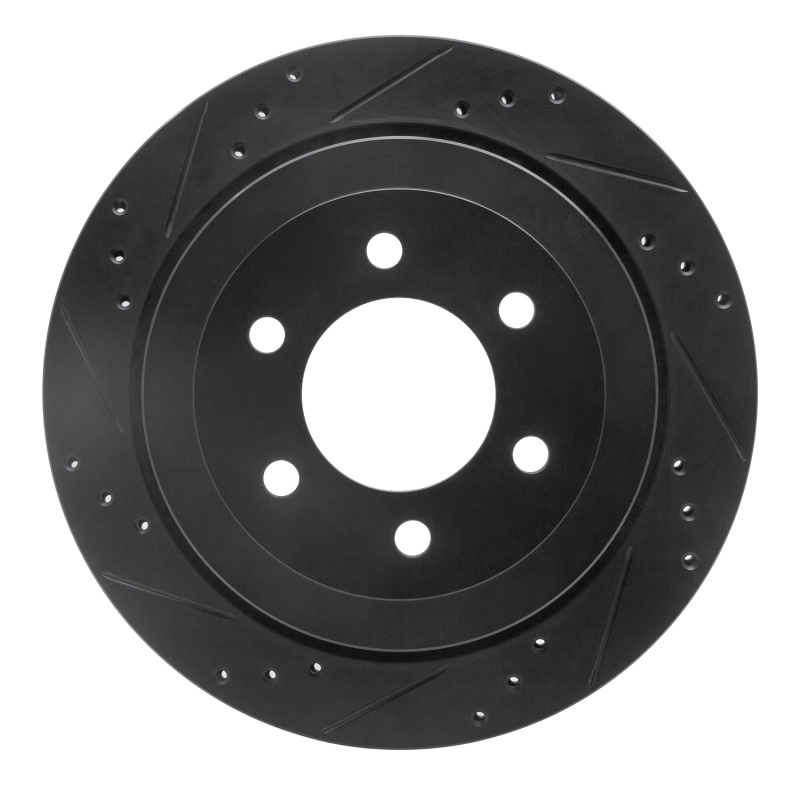 R1 07-17 Ford Expedition Rear Left Drilled & Slotted Black Brake Rotor