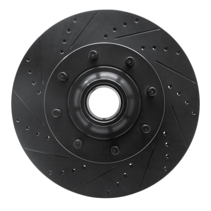 R1 08-25 Ford E-350 Super Duty Front Left Drilled & Slotted Black Brake Rotor
