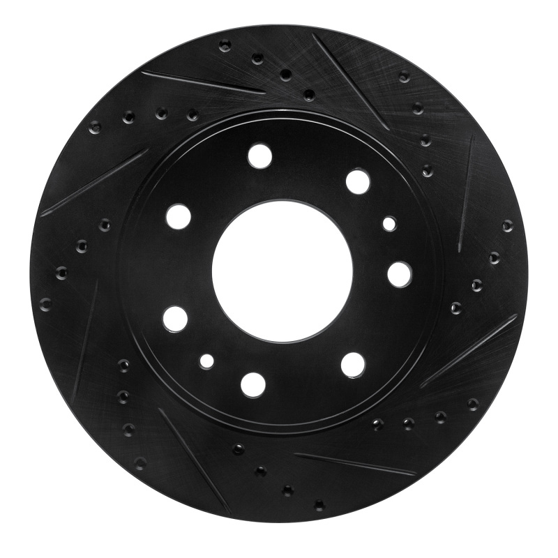 R1 09-09 Ford F-150 RWD Front Right Drilled & Slotted Black Brake Rotor