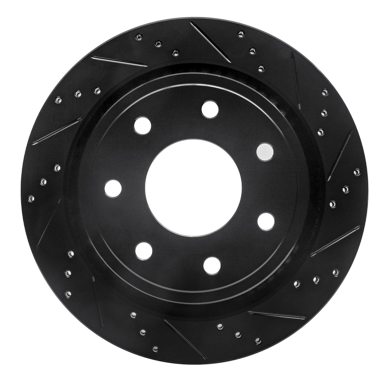 R1 12-14 Ford F-150 RWD Rear Right Drilled & Slotted Black Brake Rotor