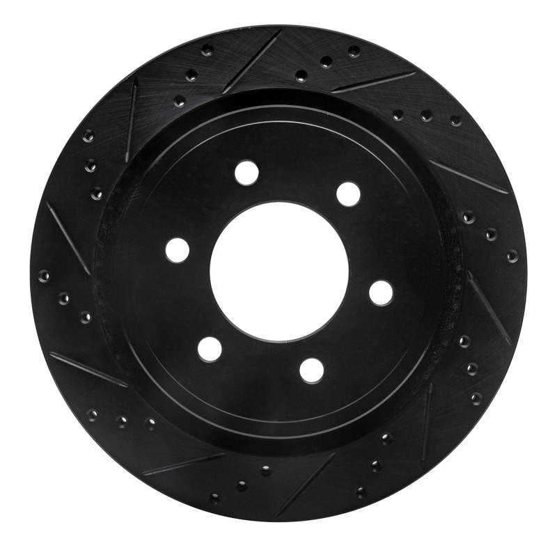 R1 12-20 Ford F-150 4WD Rear Left Drilled & Slotted Black Brake Rotor