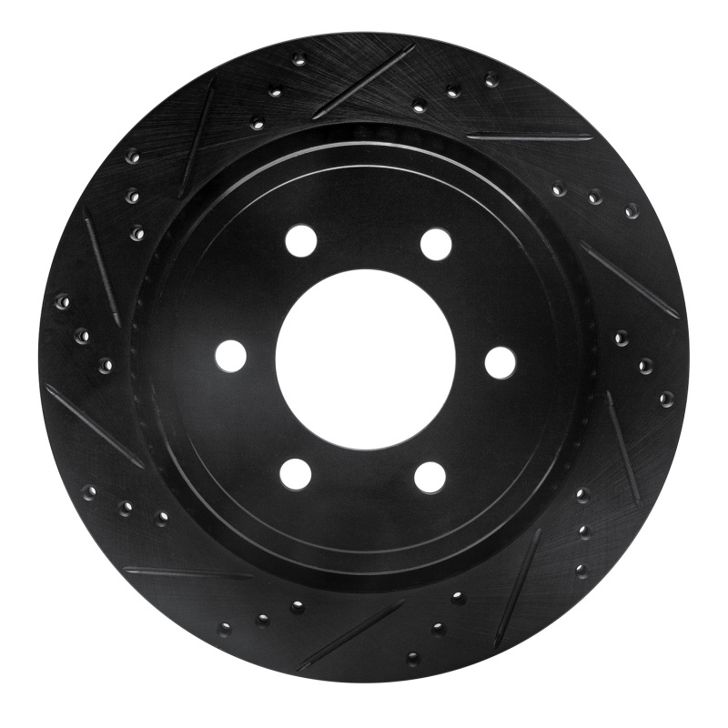 R1 15-17 Ford F-150 4WD Rear Left Drilled & Slotted Black Brake Rotor