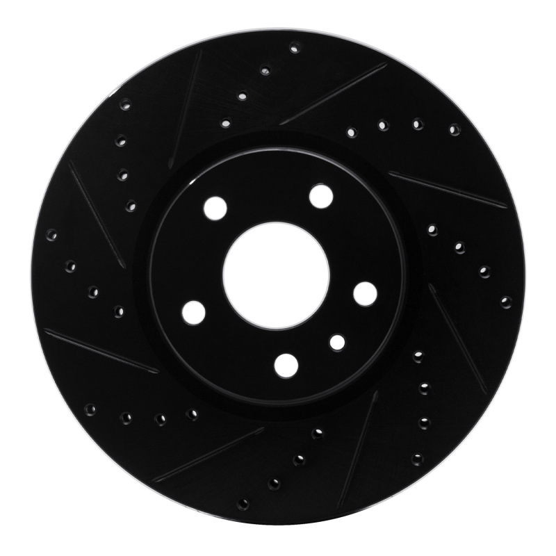 R1 13-20 Ford Special SERVICE POLICE Sedan Front Left Drilled & Slotted Black Brake Rotor