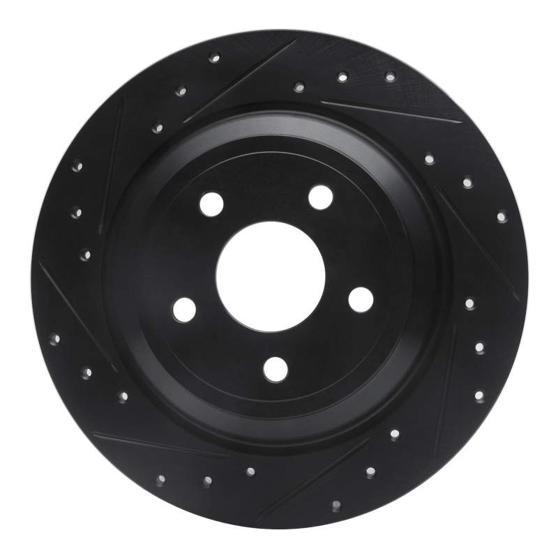 R1 16-25 Ford Escape Rear Left Drilled & Slotted Black Brake Rotor