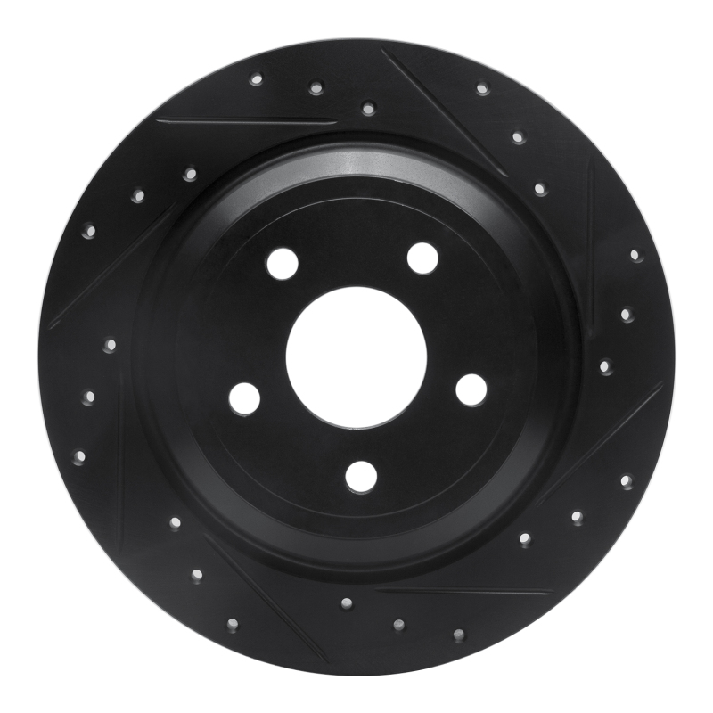 R1 16-25 Ford Focus Rear Right Drilled & Slotted Black Brake Rotor