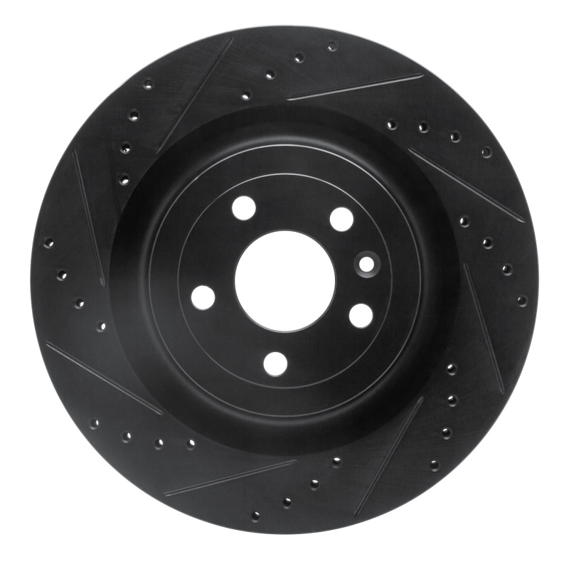 R1 13-19 Ford Police Interceptor Sedan Front Left Drilled & Slotted Black Brake Rotor