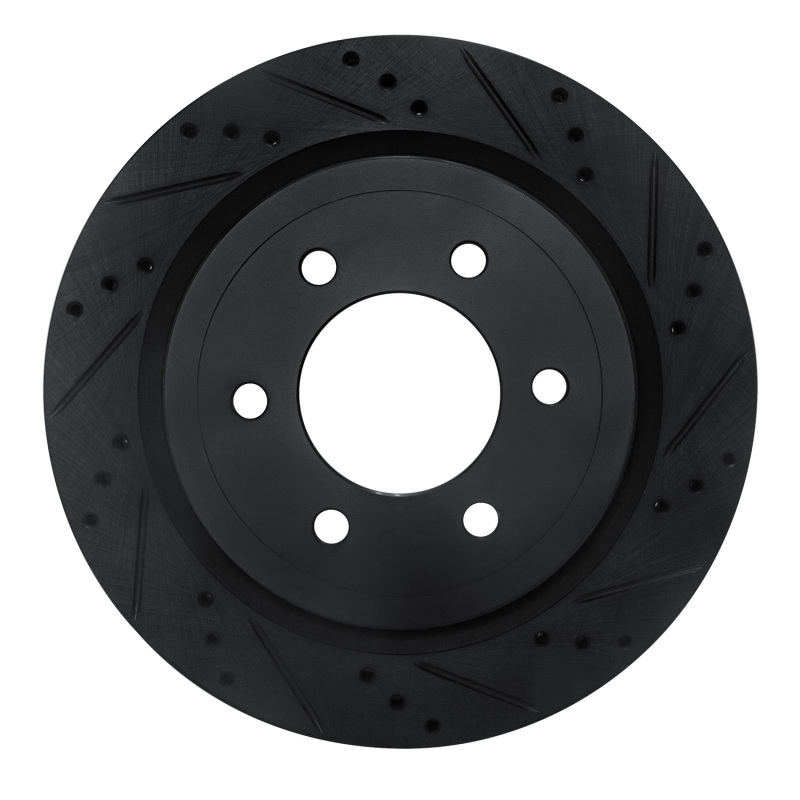 R1 18-21 Ford F-150 RWD Rear Right Drilled & Slotted Black Brake Rotor
