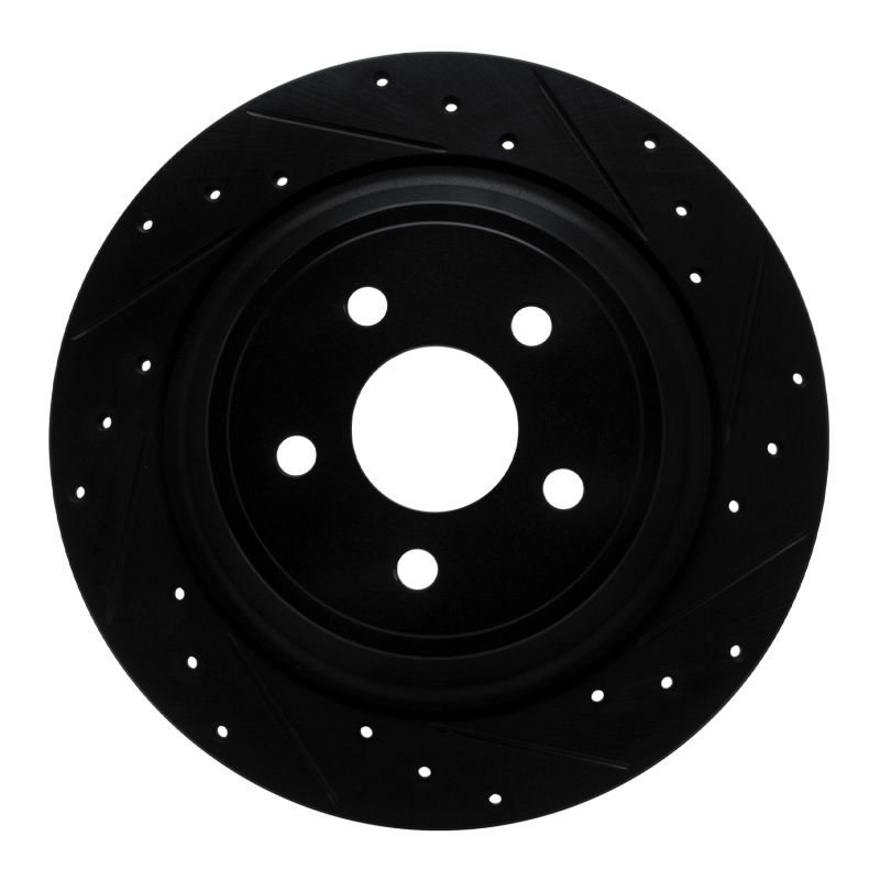 R1 15-24 Ford Fusion Rear Right Drilled & Slotted Black Brake Rotor
