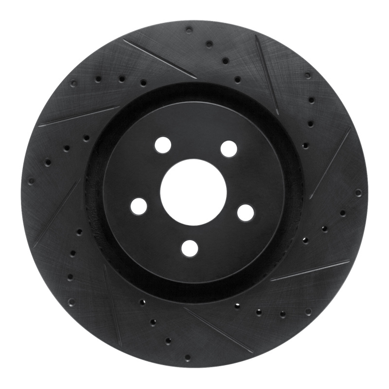 R1 15-21 Ford Edge Front Right Drilled & Slotted Black Brake Rotor