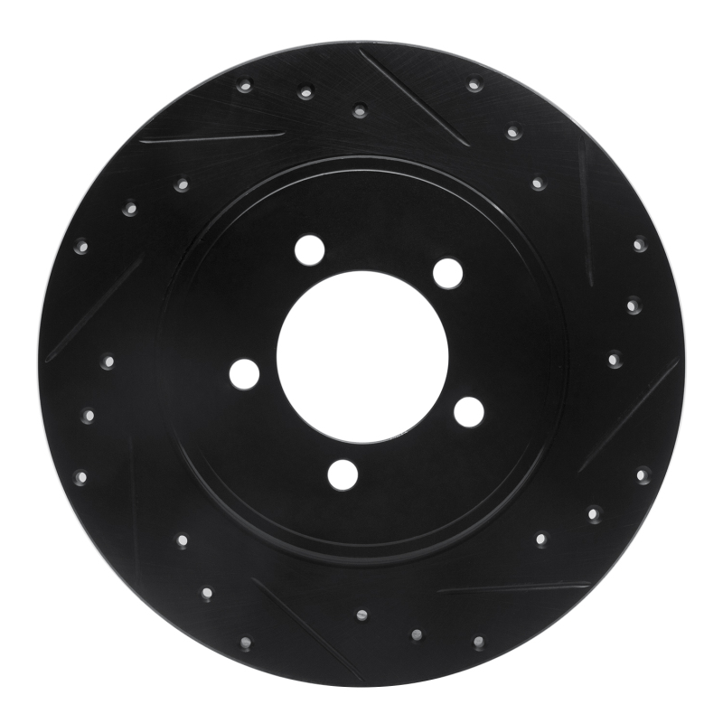 R1 03-05 Lincoln AVIATOR Rear Right Drilled & Slotted Black Brake Rotor