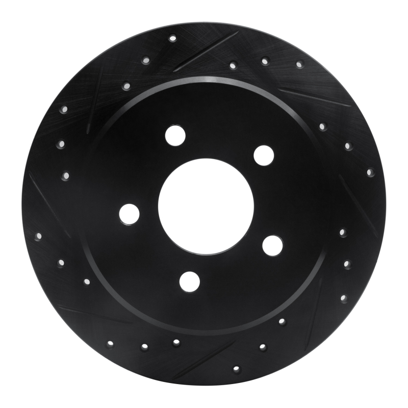 R1 91-95 Ford Crown Victoria Rear Left Drilled & Slotted Black Brake Rotor