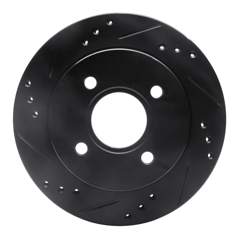 R1 95-04 Ford Contour Rear Left Drilled & Slotted Black Brake Rotor