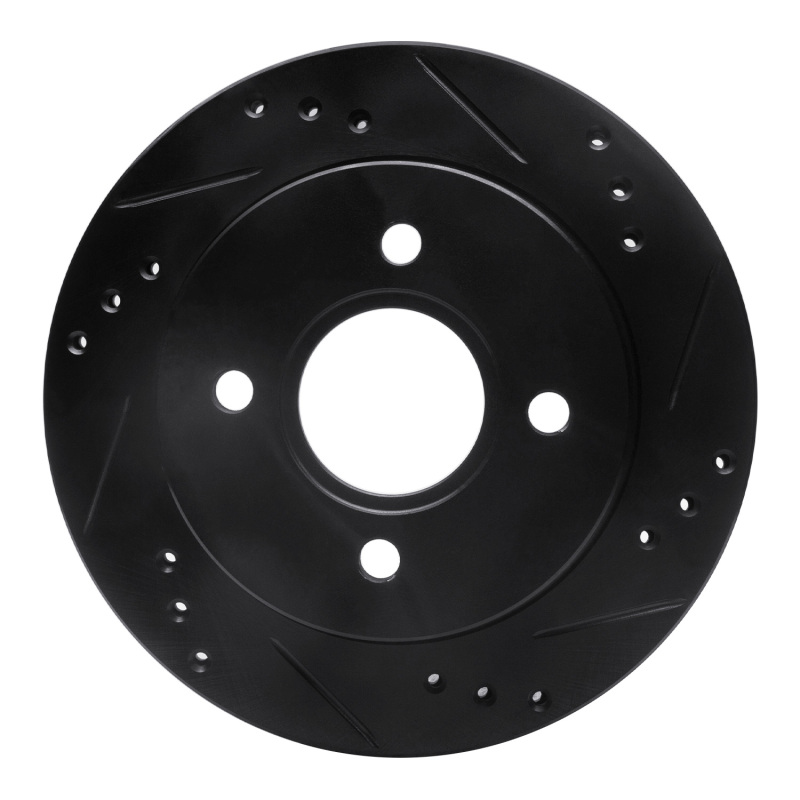 R1 95-04 Ford Contour Rear Right Drilled & Slotted Black Brake Rotor