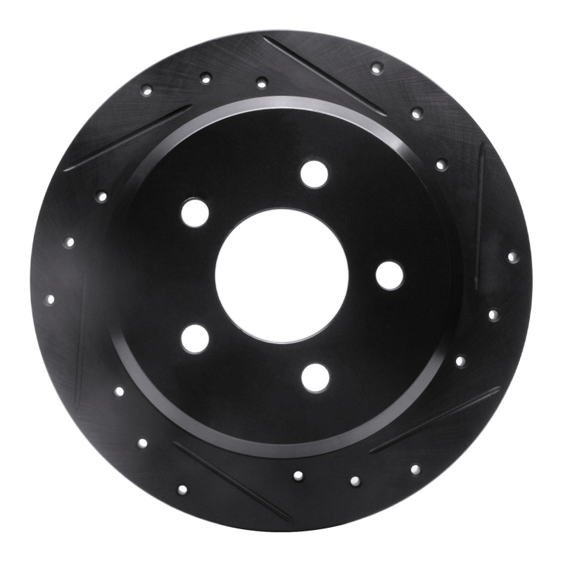R1 96-02 Ford Crown Victoria Rear Right Drilled & Slotted Black Brake Rotor