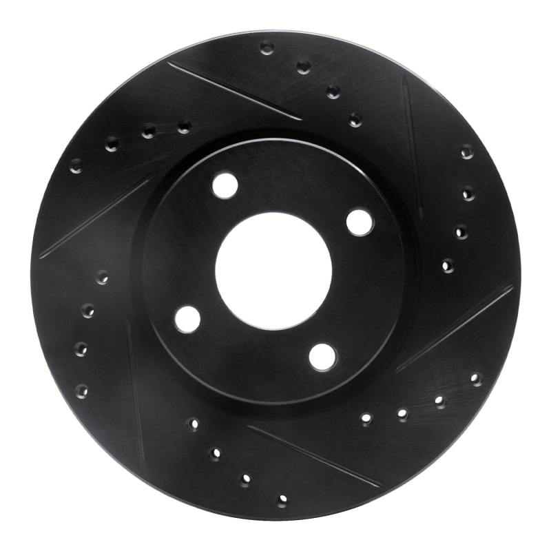 R1 98-04 Ford Contour Front Right Drilled & Slotted Black Brake Rotor
