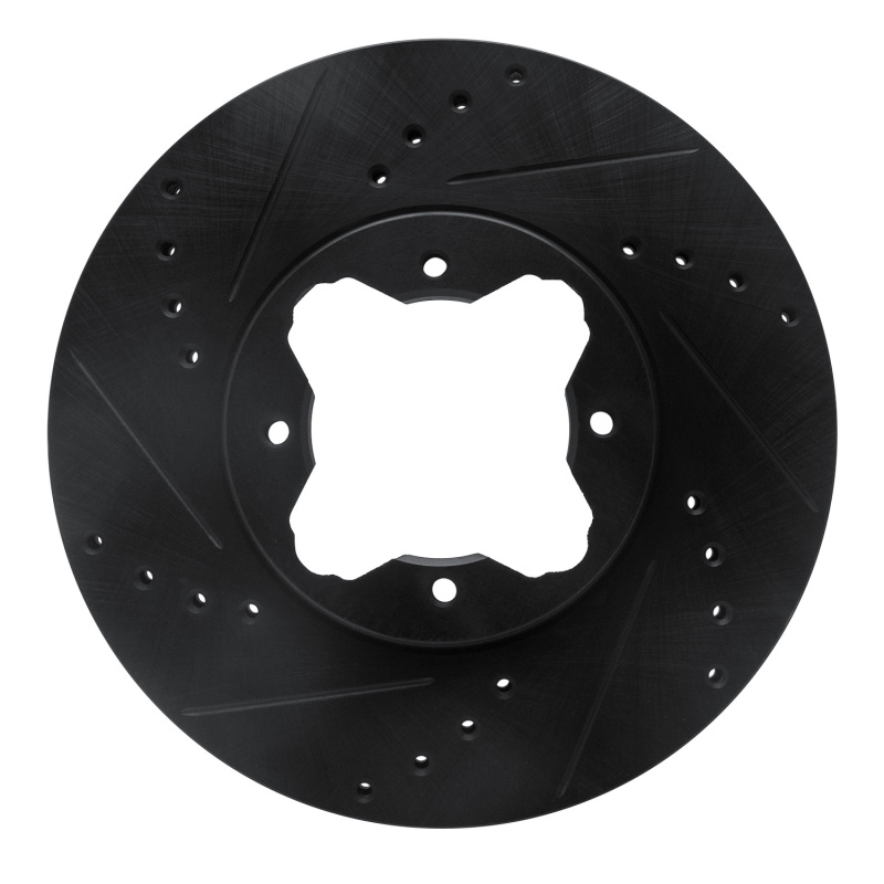 R1 92-98 Acura TL Front Left Drilled & Slotted Black Brake Rotor