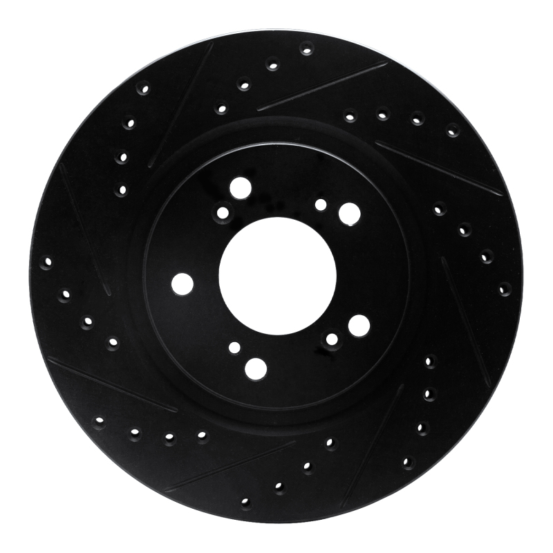 R1 97-05 Acura NSX Front Left Drilled & Slotted Black Brake Rotor