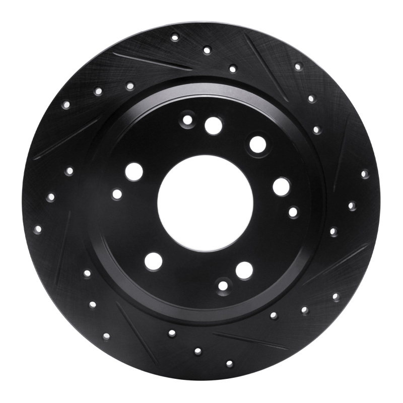 R1 99-01 Acura RL Rear Right Drilled & Slotted Black Brake Rotor