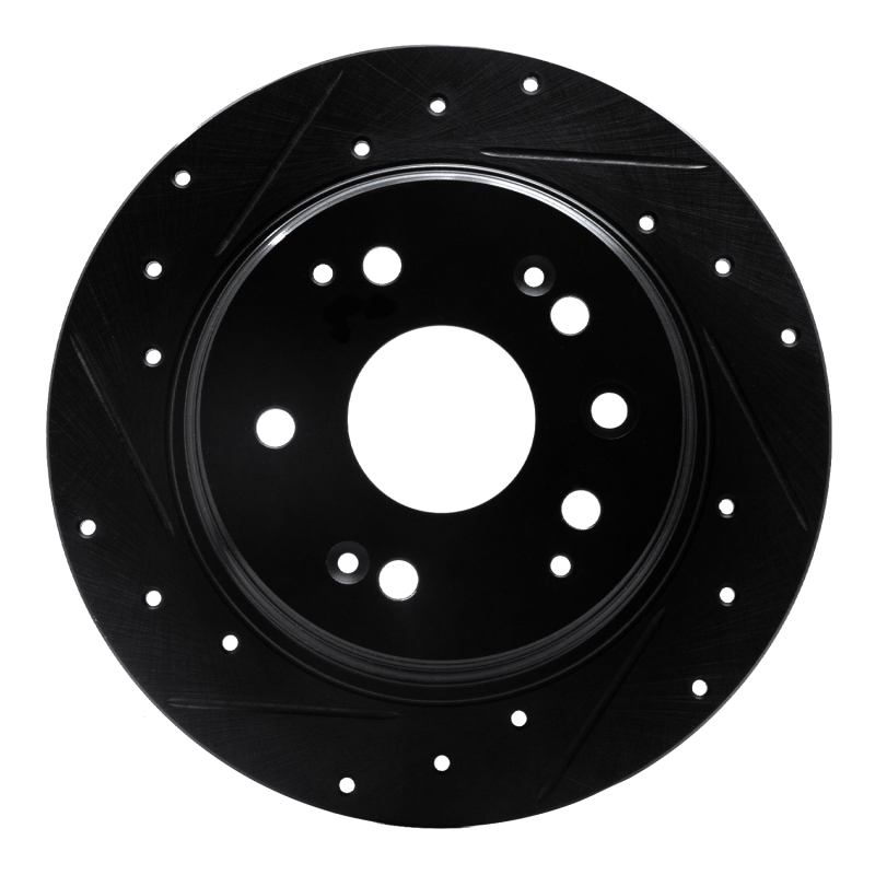 R1 01-03 Acura CL Rear Left Drilled & Slotted Black Brake Rotor