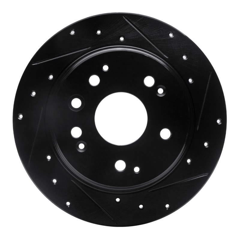 R1 01-03 Acura CL Rear Right Drilled & Slotted Black Brake Rotor