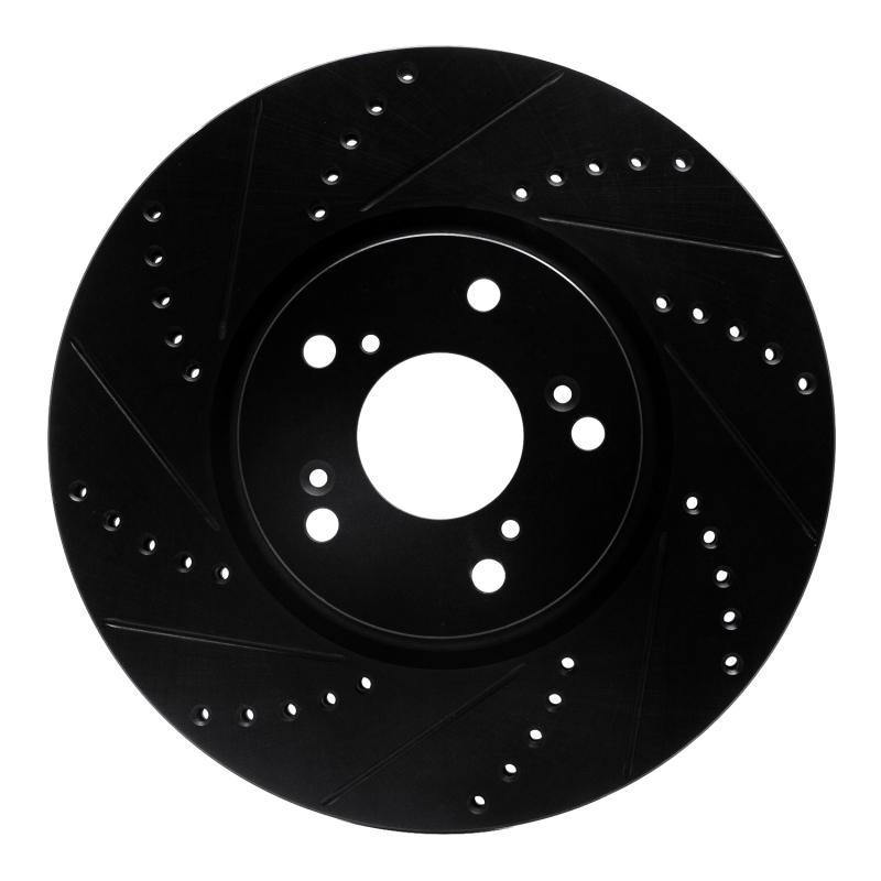 R1 04-08 Acura TL Front Left Drilled & Slotted Black Brake Rotor