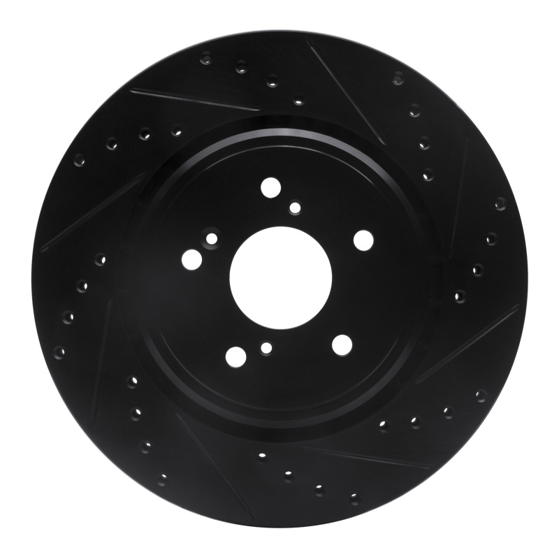 R1 14-20 Acura MDX Front Right Drilled & Slotted Black Brake Rotor