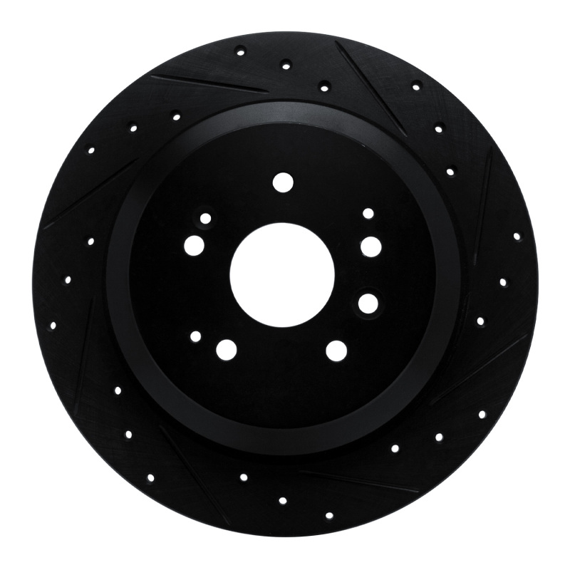 R1 14-16 Acura MDX Rear Right Drilled & Slotted Black Brake Rotor