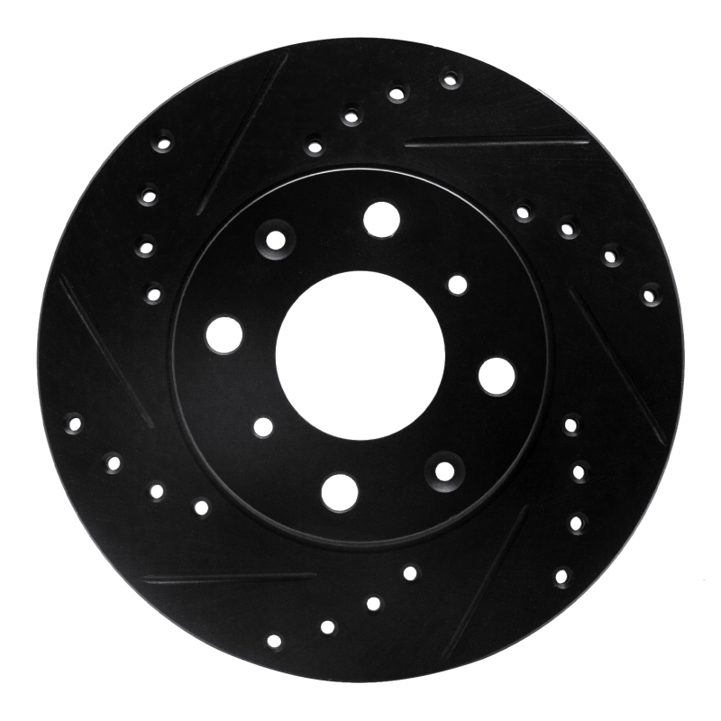 R1 84-90 Honda Accord Hatchback Front Left Drilled & Slotted Black Brake Rotor