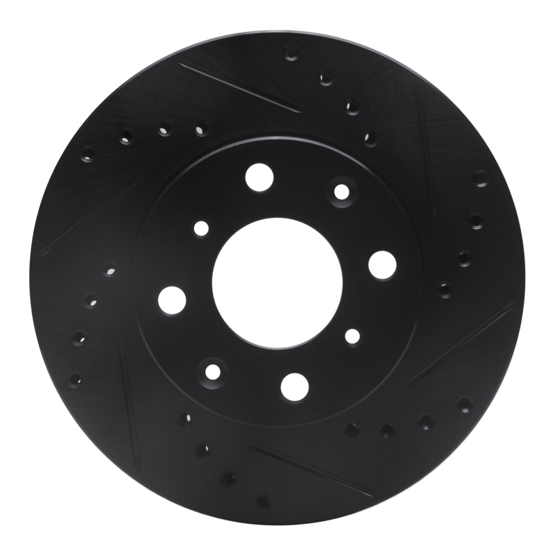R1 84-90 Honda Accord Sedan Front Right Drilled & Slotted Black Brake Rotor