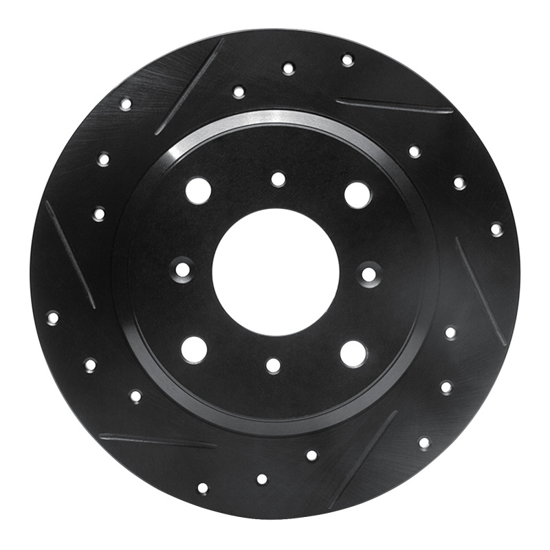 R1 86-96 Acura Legend Rear Left Drilled & Slotted Black Brake Rotor