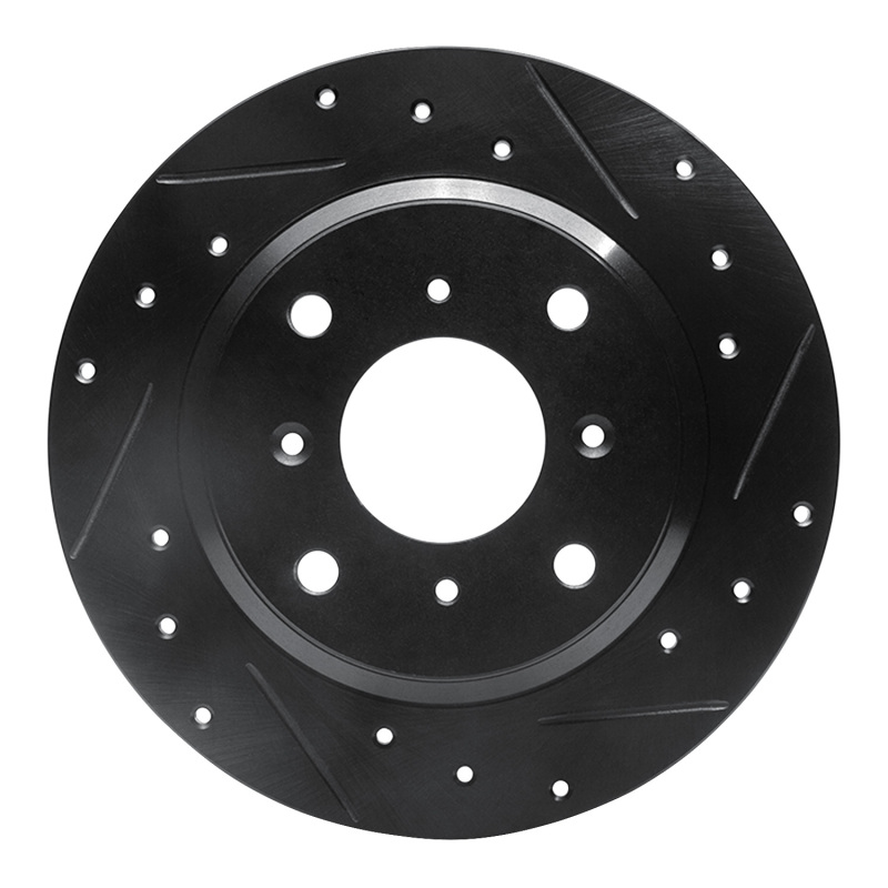 R1 86-96 Acura Legend Rear Right Drilled & Slotted Black Brake Rotor