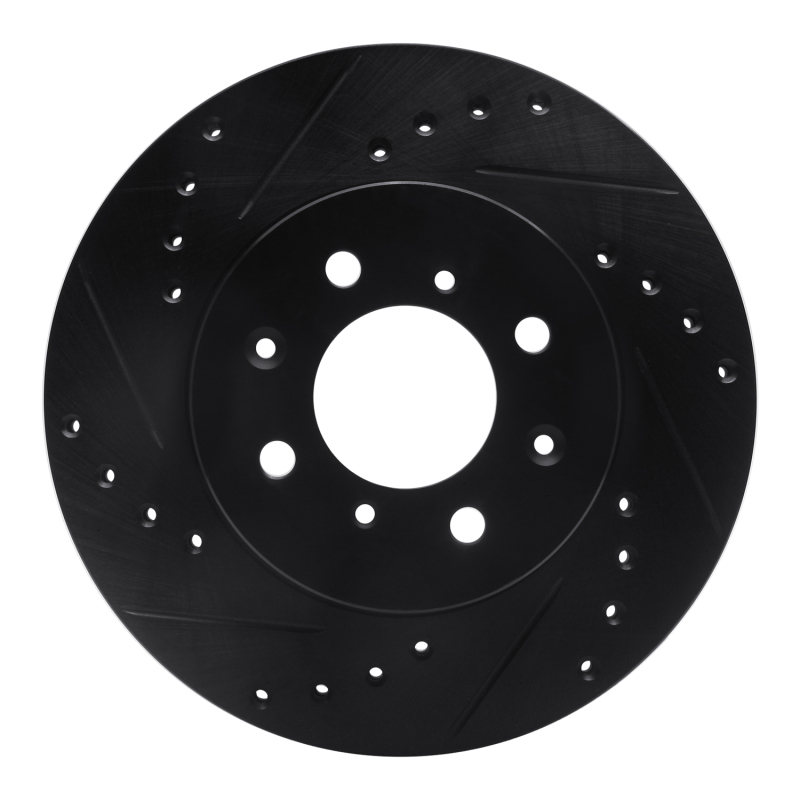 R1 88-91 Honda Prelude Front Left Drilled & Slotted Black Brake Rotor