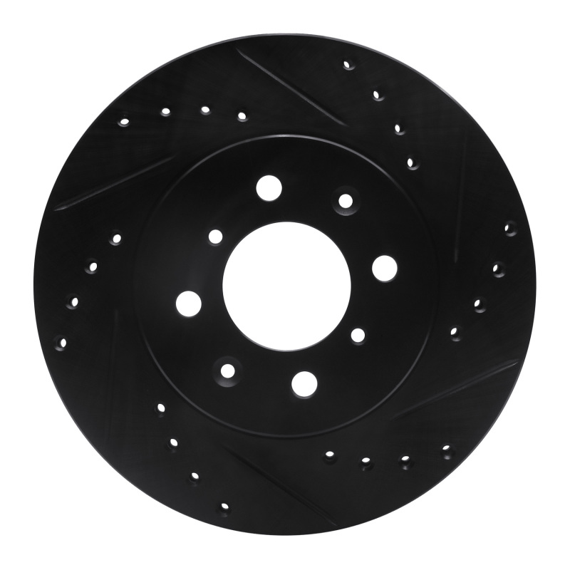 R1 88-91 Honda Accord Sedan Front Right Drilled & Slotted Black Brake Rotor