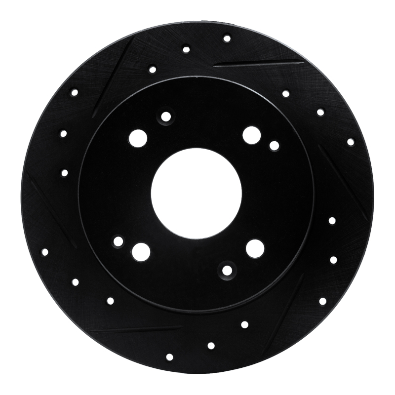 R1 92-97 Acura CL Rear Left Drilled & Slotted Black Brake Rotor