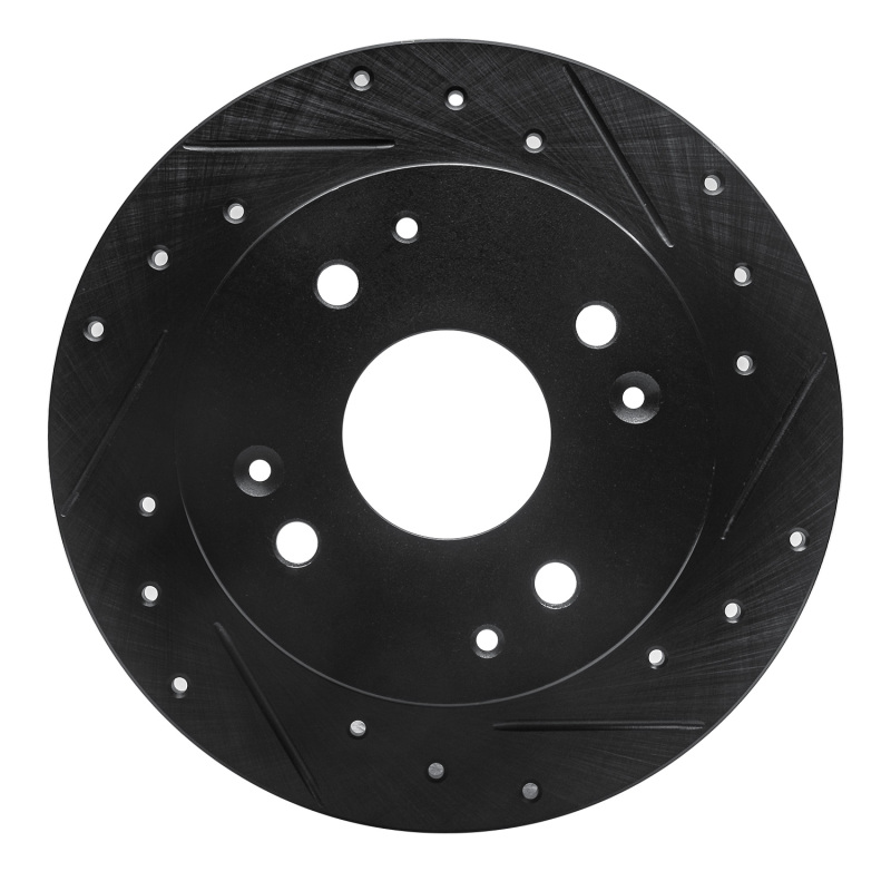 R1 92-97 Acura CL Rear Right Drilled & Slotted Black Brake Rotor