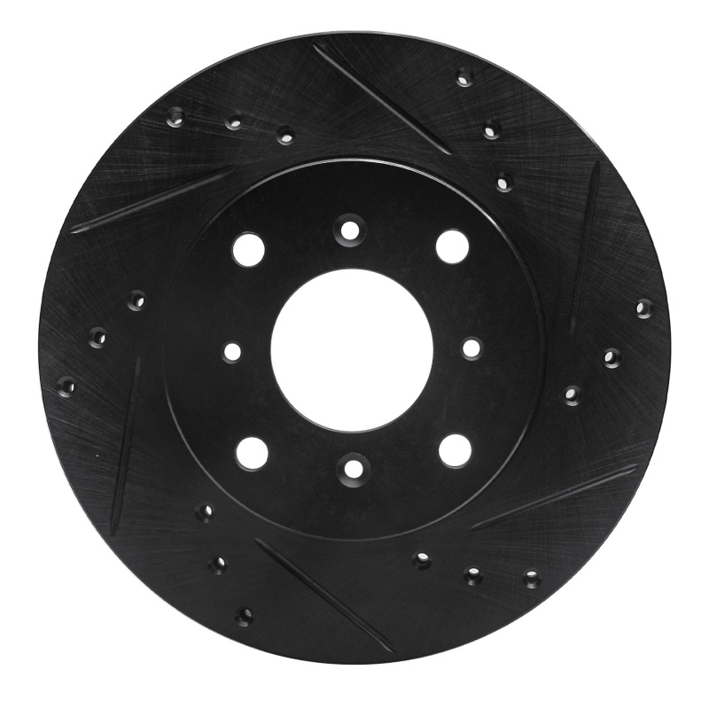 R1 92-96 Honda Prelude Front Right Drilled & Slotted Black Brake Rotor
