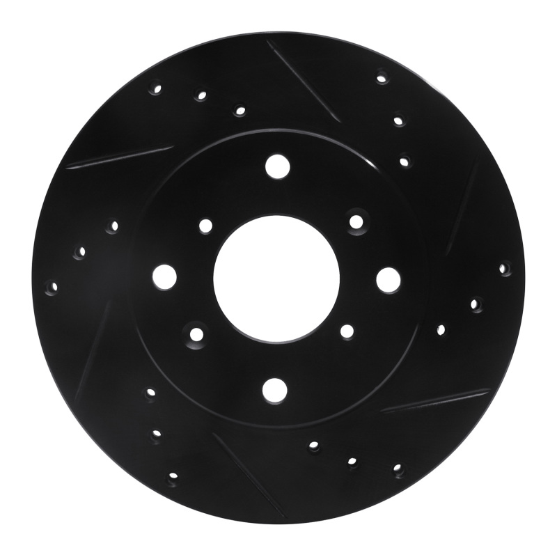 R1 98-02 Acura CL Front Right Drilled & Slotted Black Brake Rotor